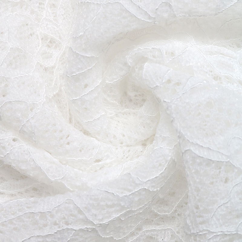 Women's White Floral Lace Long Sleeve Mandarin Collar Top