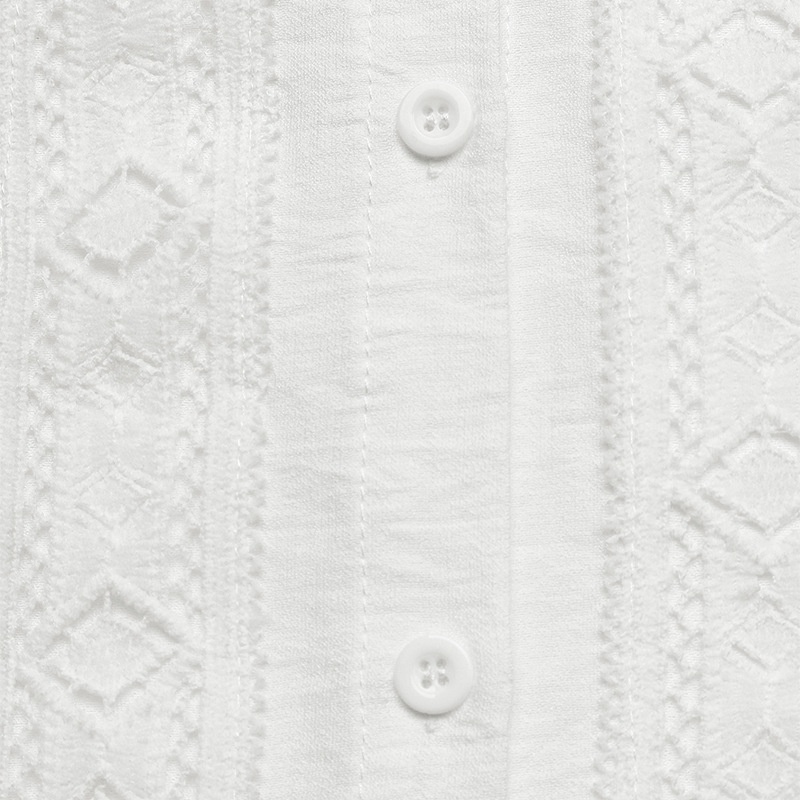 Women's Ruffle Stand Collar Lace Button Down Blouse