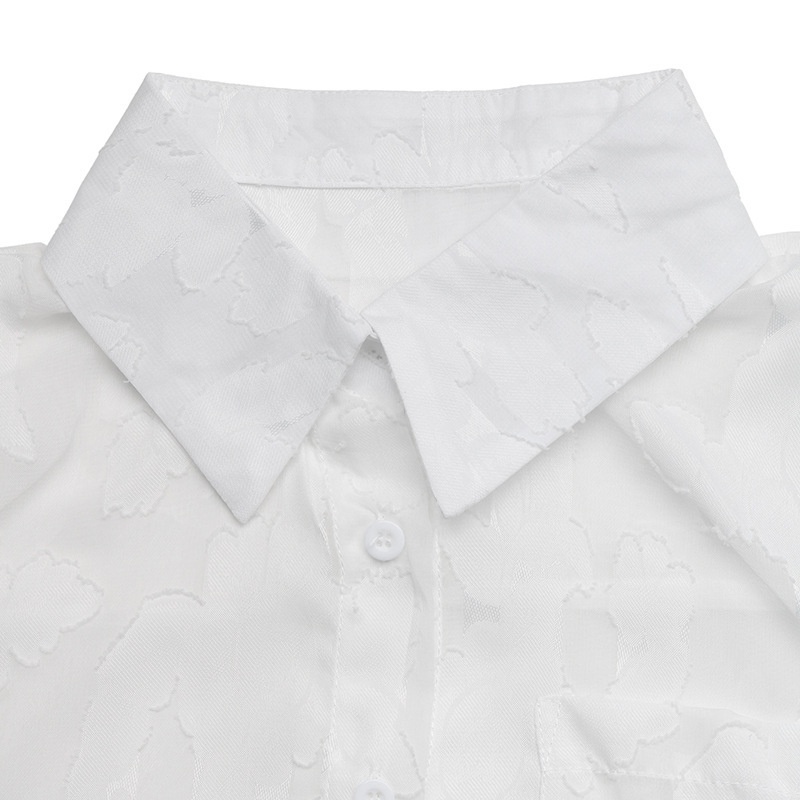 Women's Sheer Jacquard Button-Down Shirt