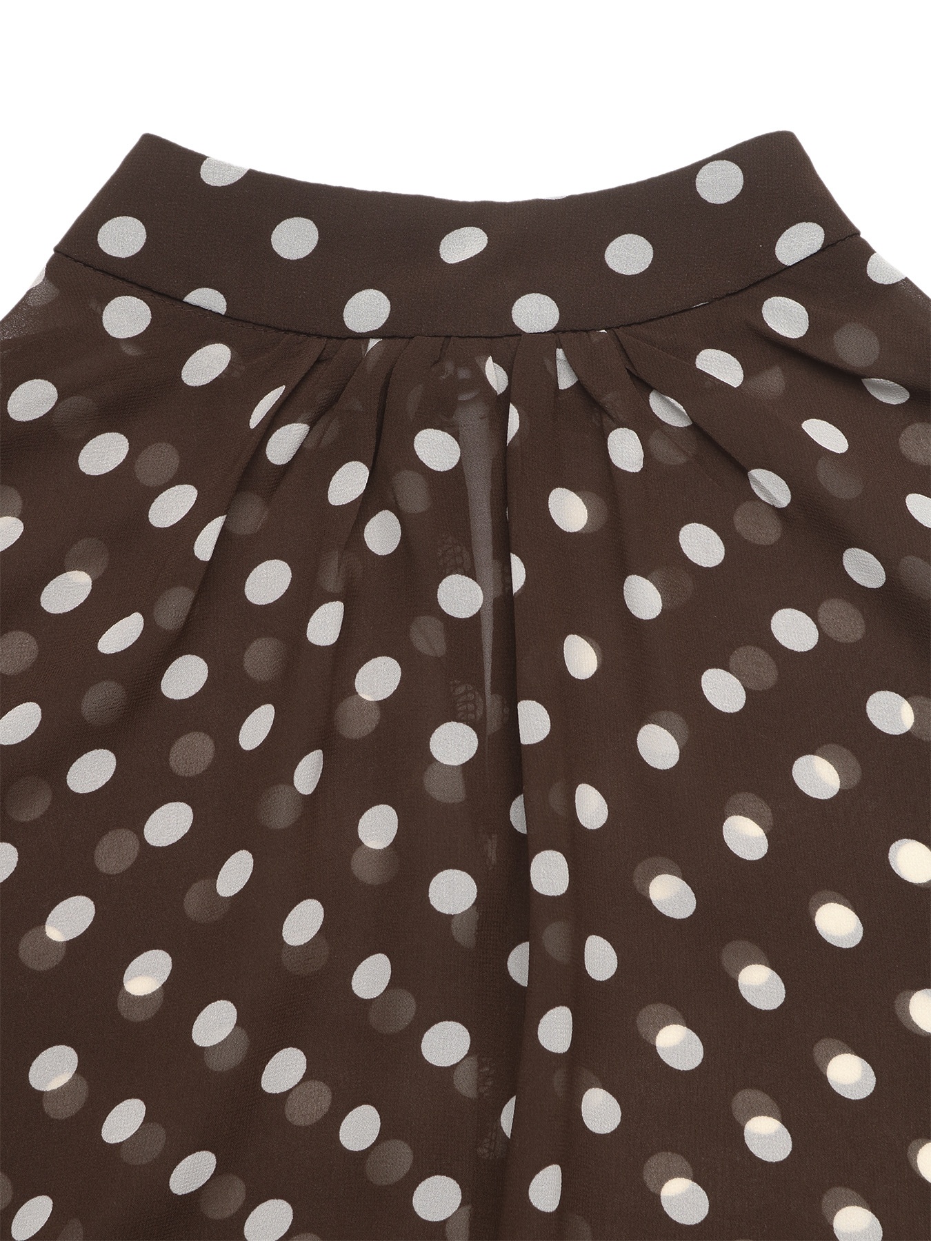 Women's Brown Polka Dot High Neck Long Sleeve Blouse