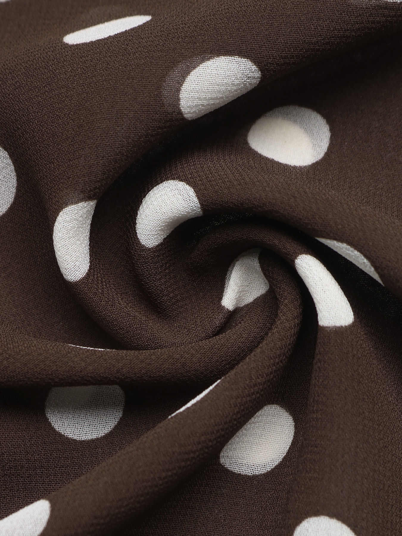 Women's Brown Polka Dot High Neck Long Sleeve Blouse