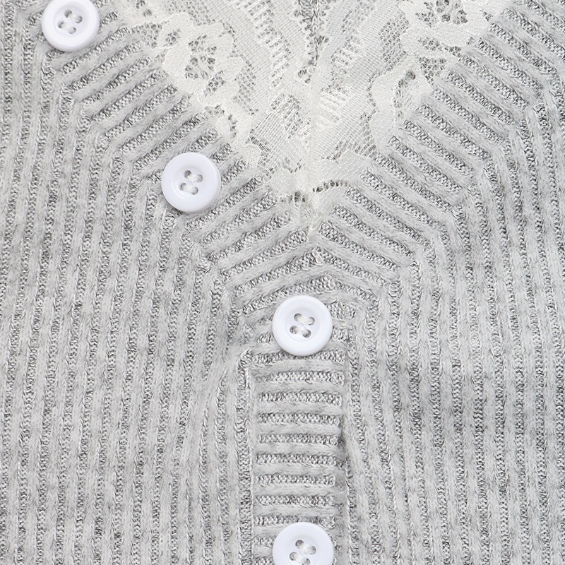 Women's Lace Trim V-Neck Ribbed Henley Top