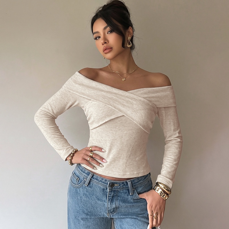 Women's Off-Shoulder Cross Front Long Sleeve Top