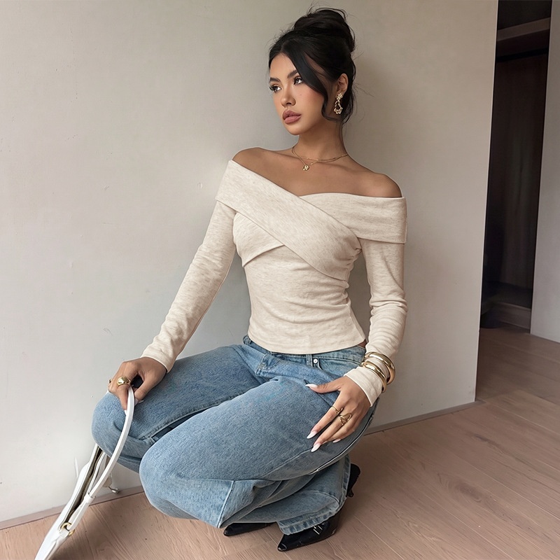 Women's Off-Shoulder Cross Front Long Sleeve Top