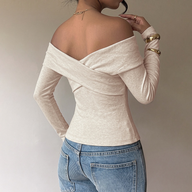 Women's Off-Shoulder Cross Front Long Sleeve Top