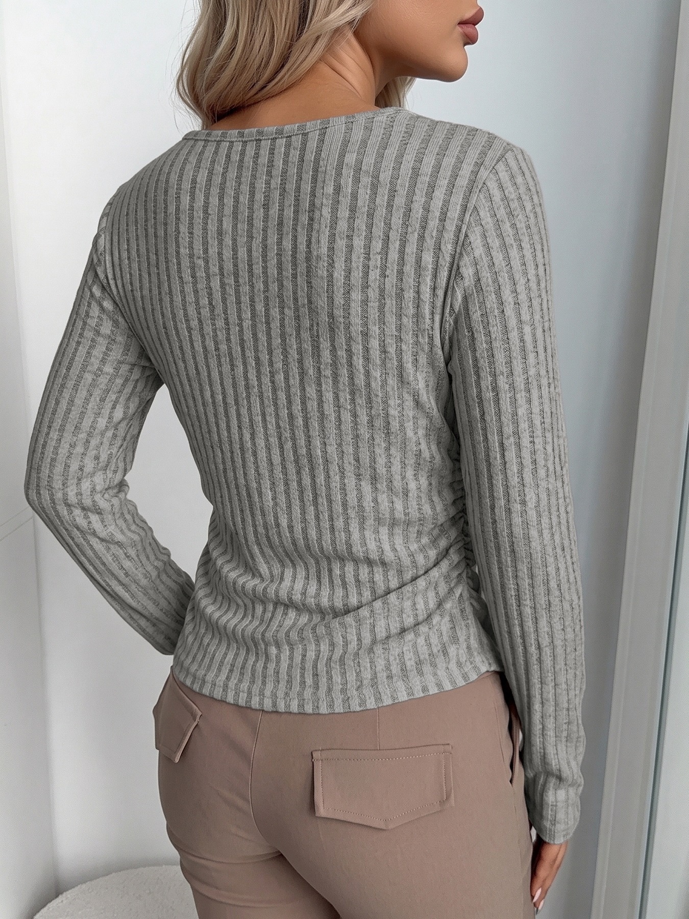 Women's 2-in-1 Ribbed Knit Long Sleeve Top