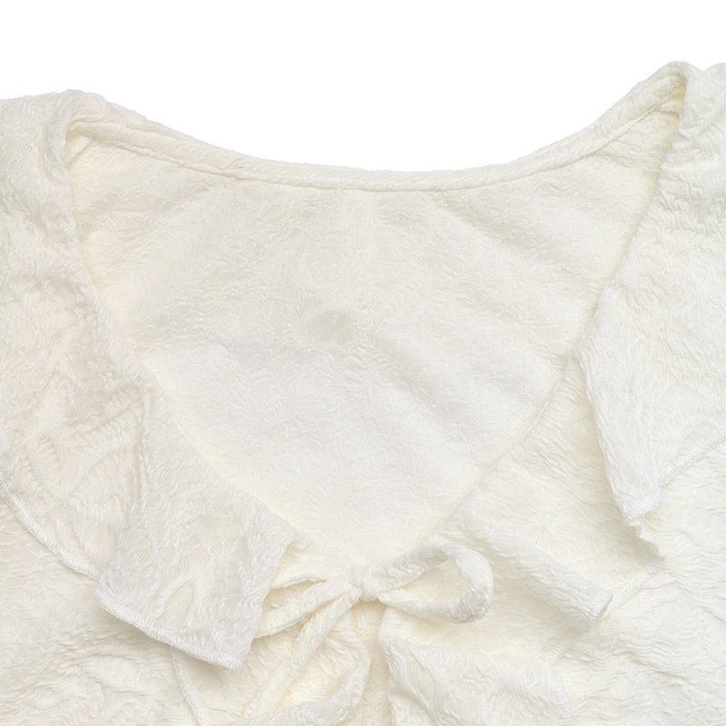 Ruffle Front Tie Long Sleeve Blouse