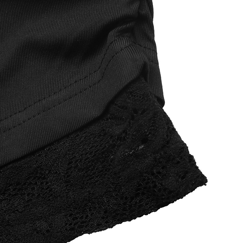 Asymmetric Off-Shoulder Lace Trim Long Sleeve Top