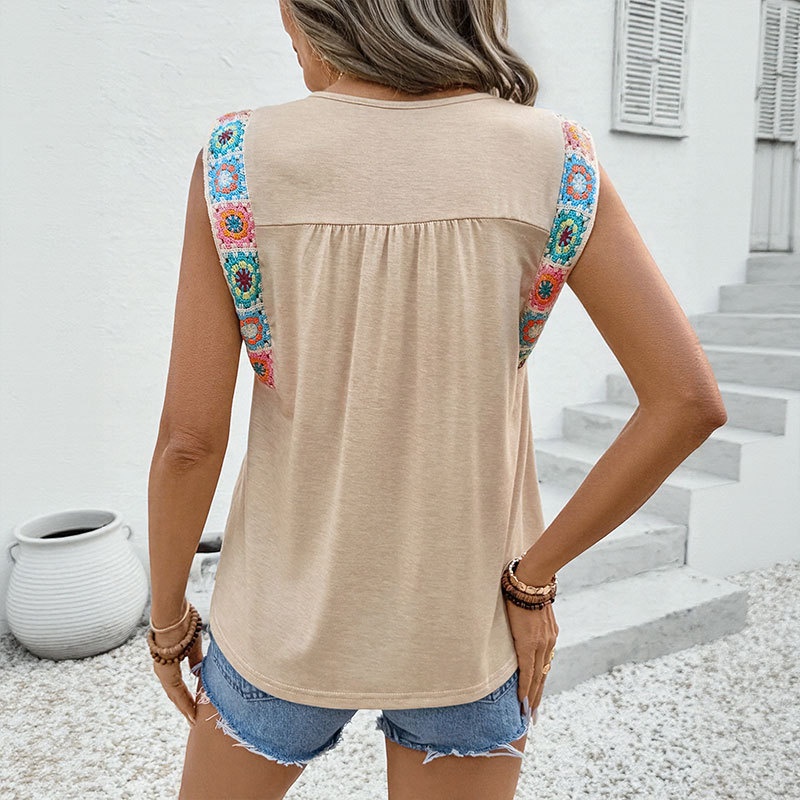 Boho Crochet Shoulder Sleeveless Tank Top