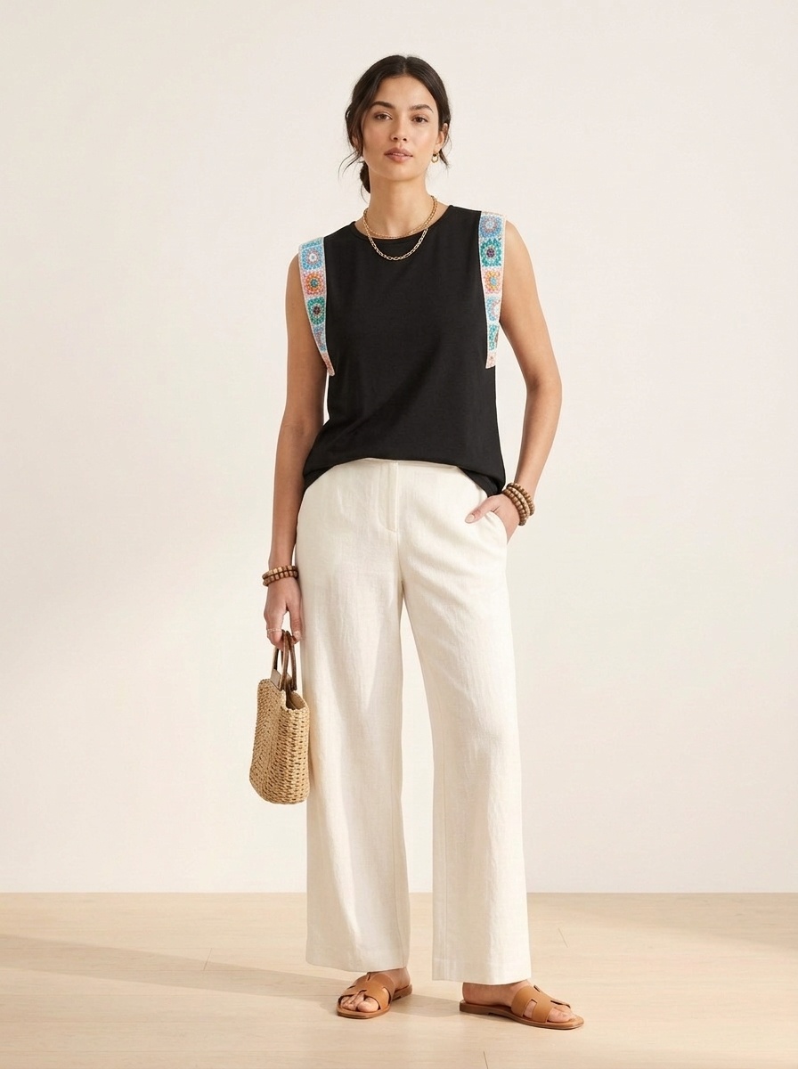 Boho Crochet Shoulder Sleeveless Tank Top