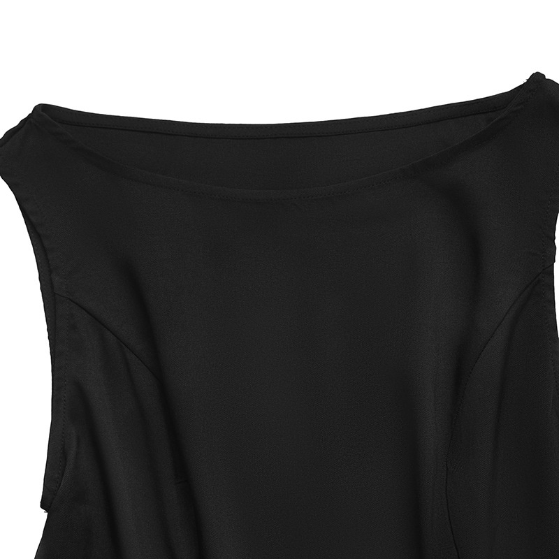Elegante top senza maniche da donna con scollo a barca e fiocco sulla schiena.