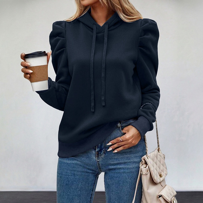 Women's Puff Sleeve Drawstring Hoodie