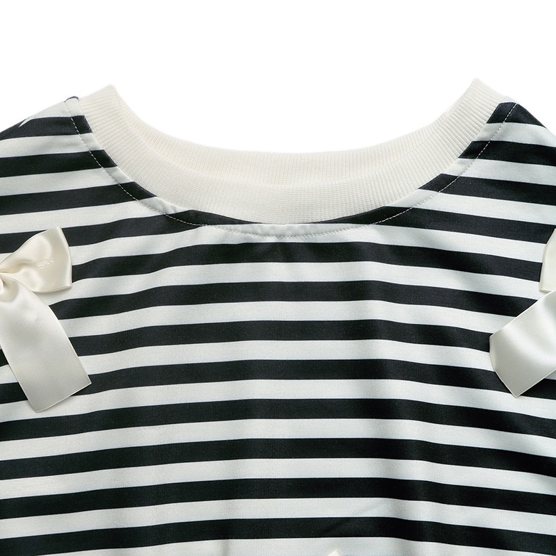 Women's Striped Bow Sweatshirt
