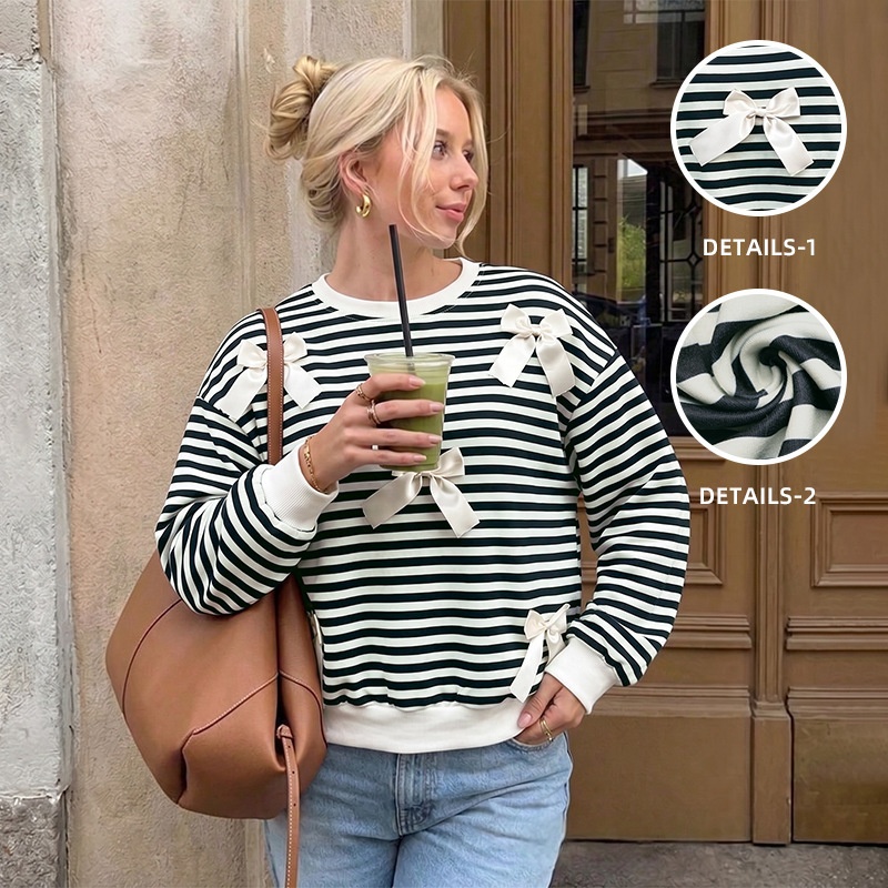 Women's Striped Bow Sweatshirt