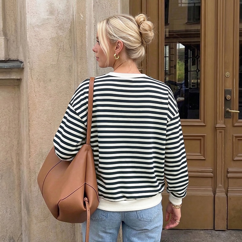 Women's Striped Bow Sweatshirt