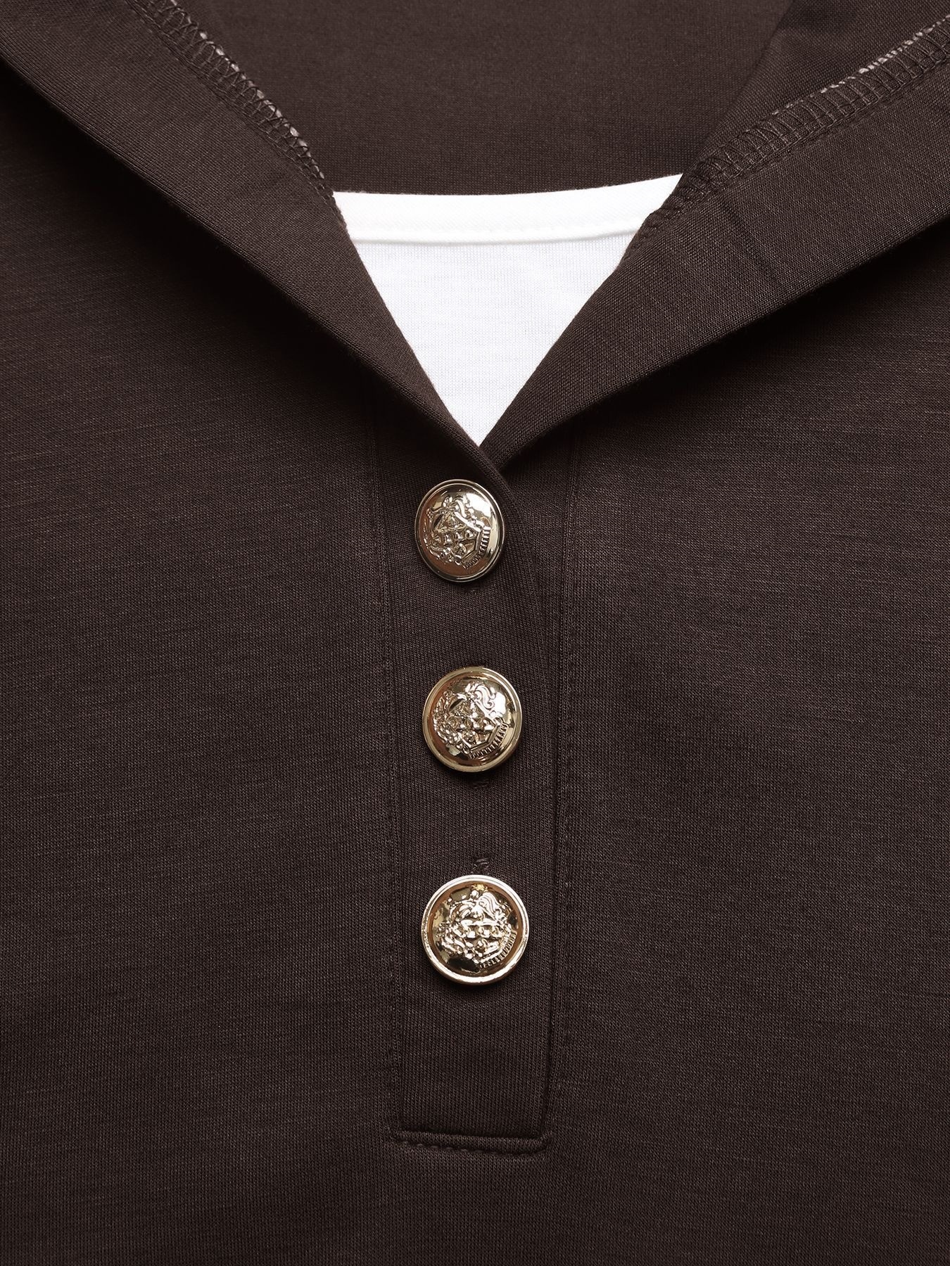 Women's Layered Look Button Henley Hoodie Top