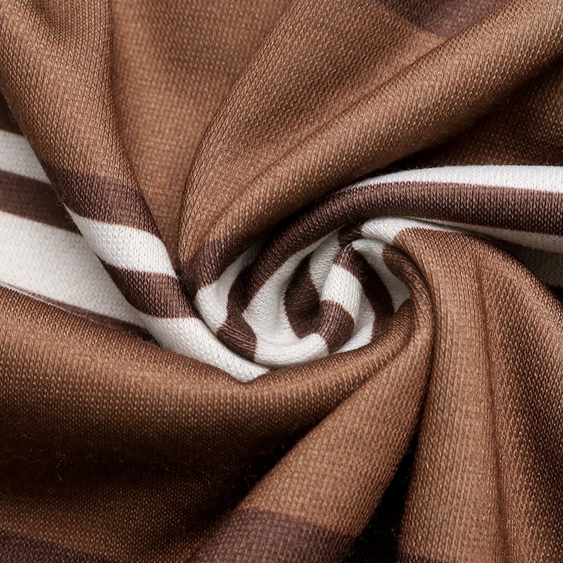 Brown Striped Polo Collar Sweatshirt