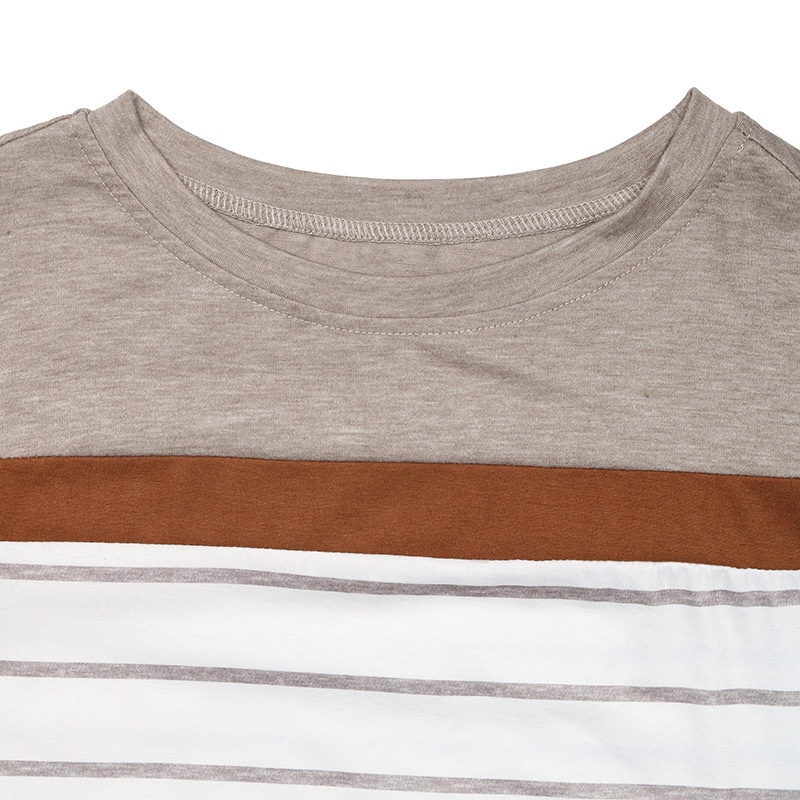 Top da donna a maniche lunghe a righe con blocchi di colore