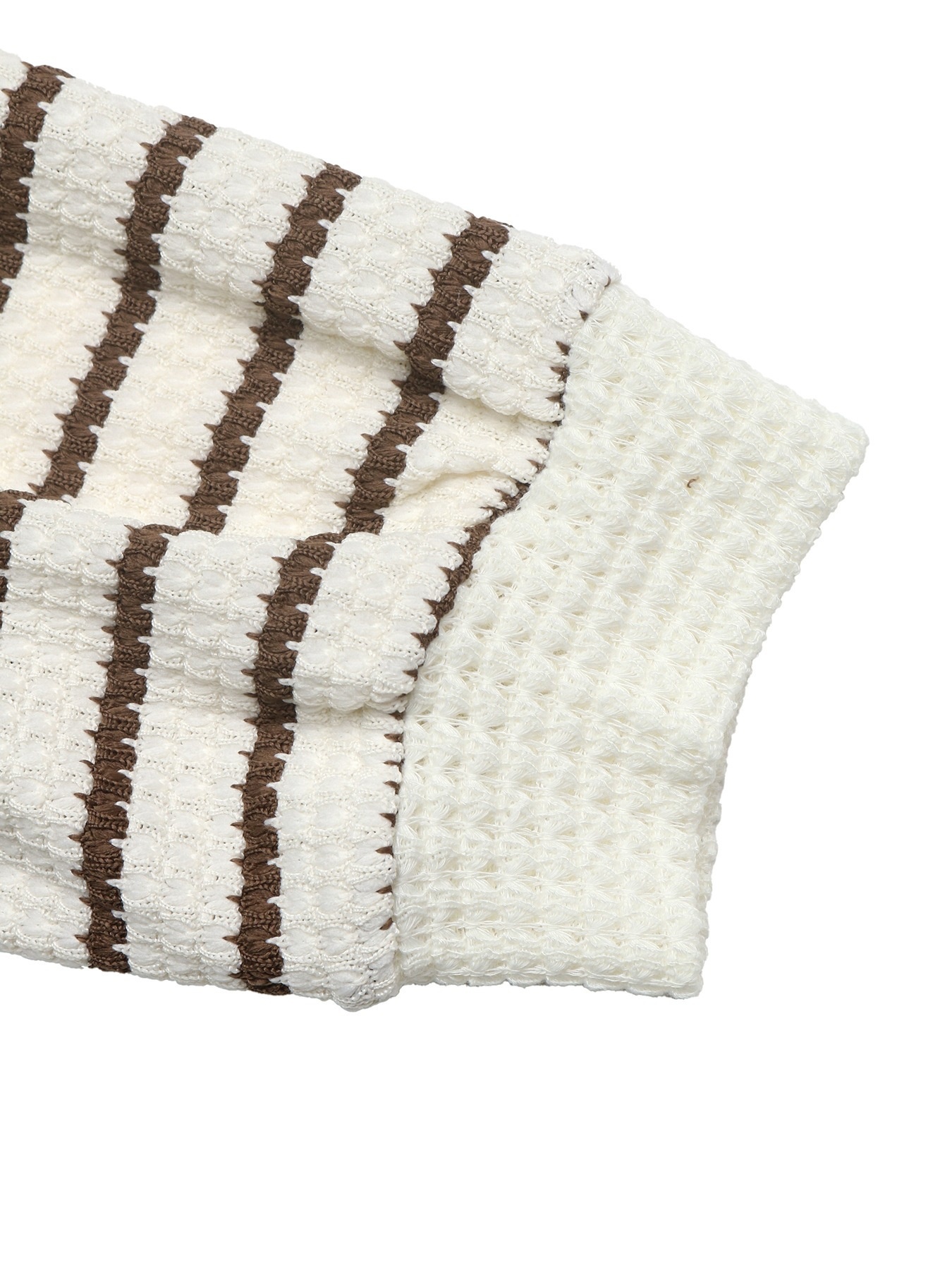 Striped Polo Collar Waffle Knit Sweater