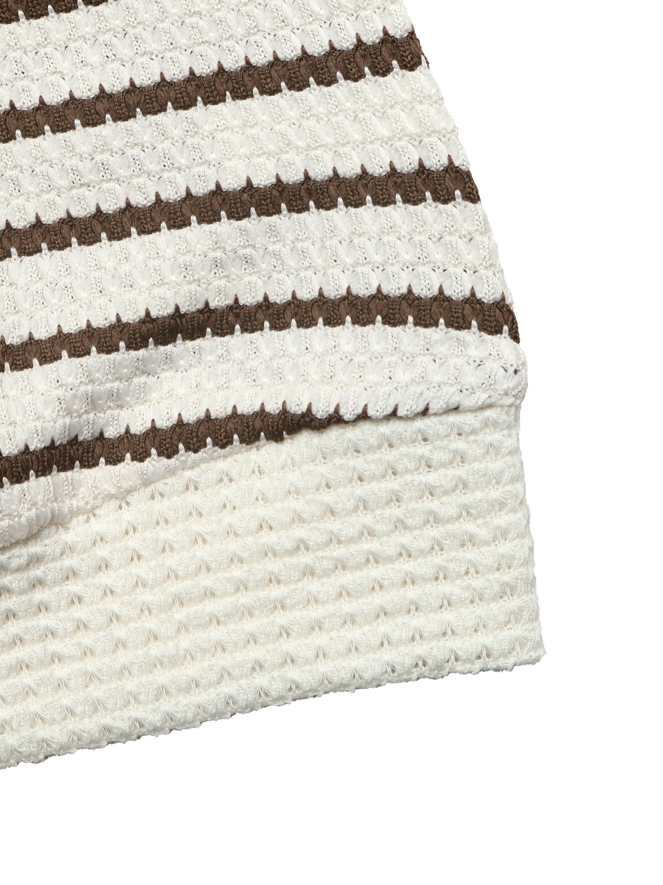 Striped Polo Collar Waffle Knit Sweater