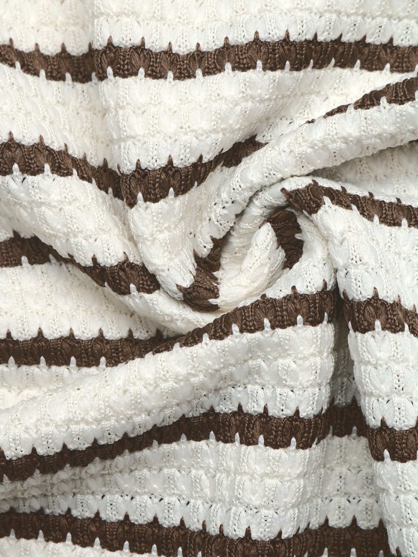 Striped Polo Collar Waffle Knit Sweater
