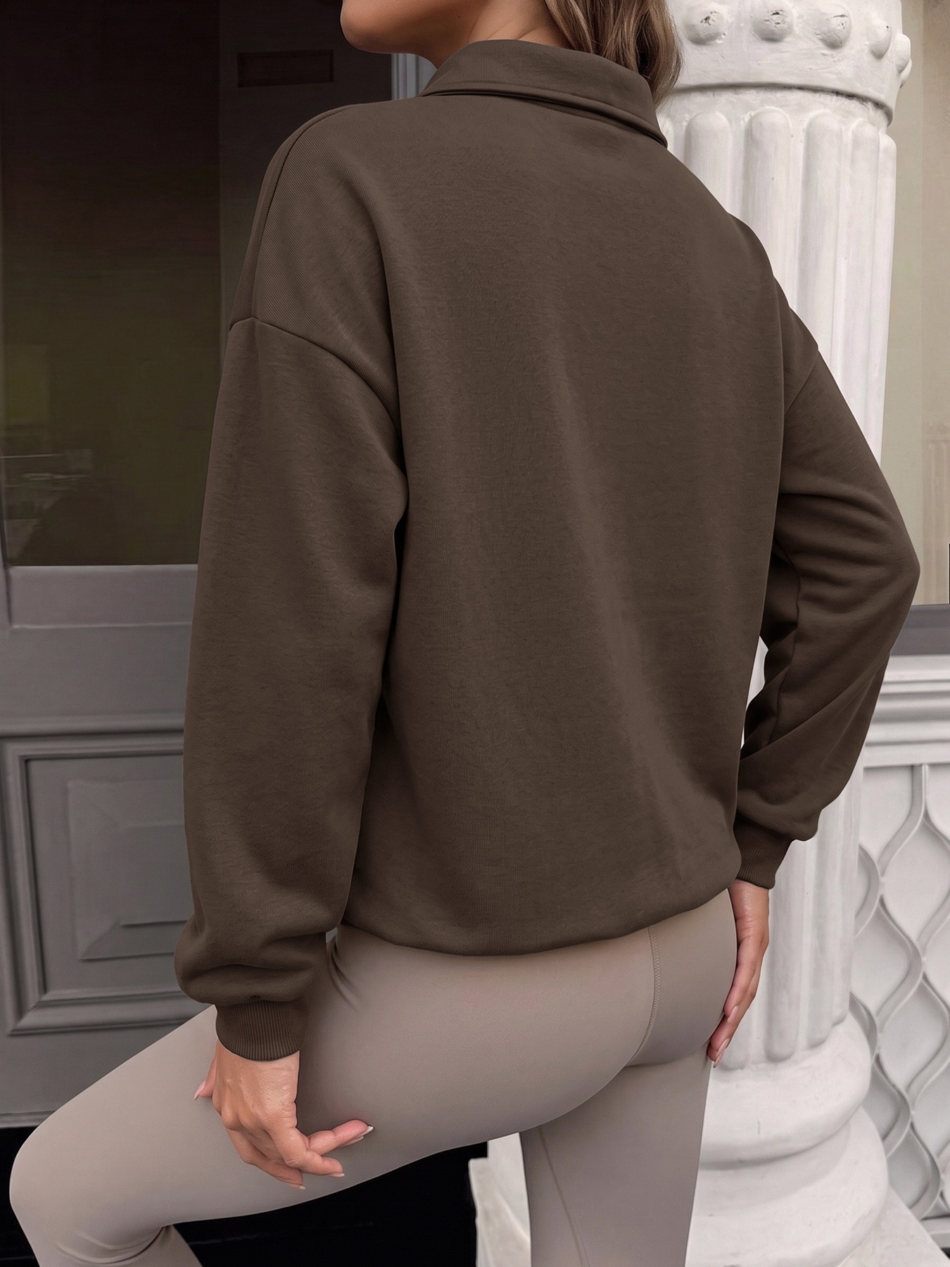 Women's Polo Collar Long Sleeve Pullover Sweatshirt