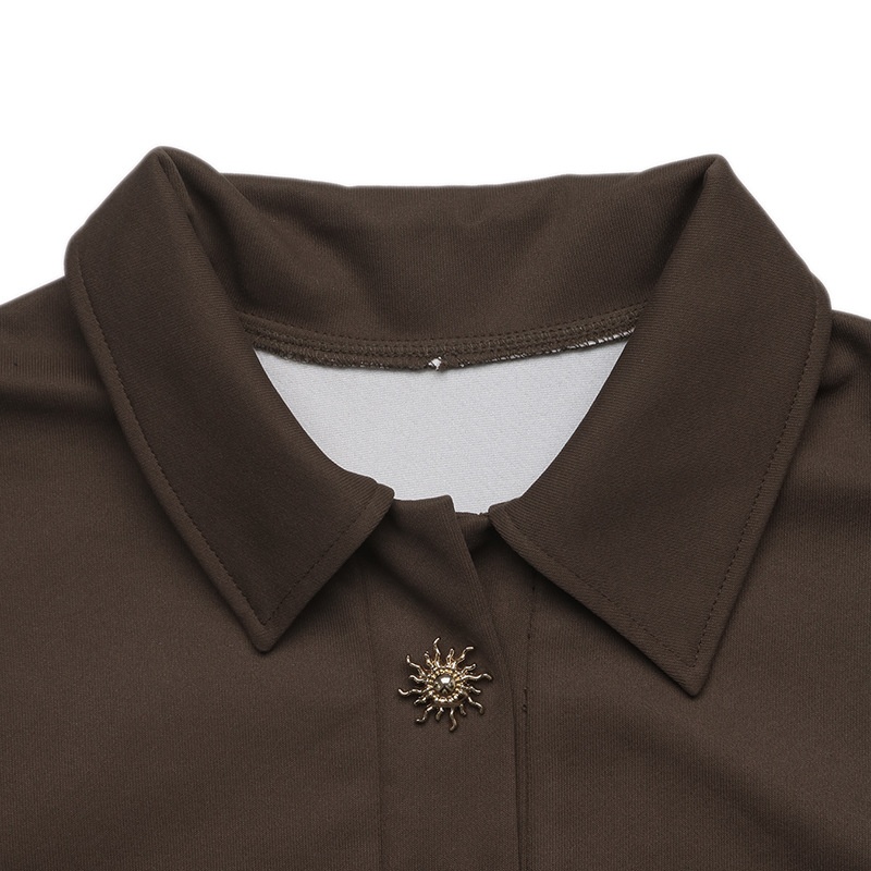 Women's Polo Collar Long Sleeve Pullover Sweatshirt