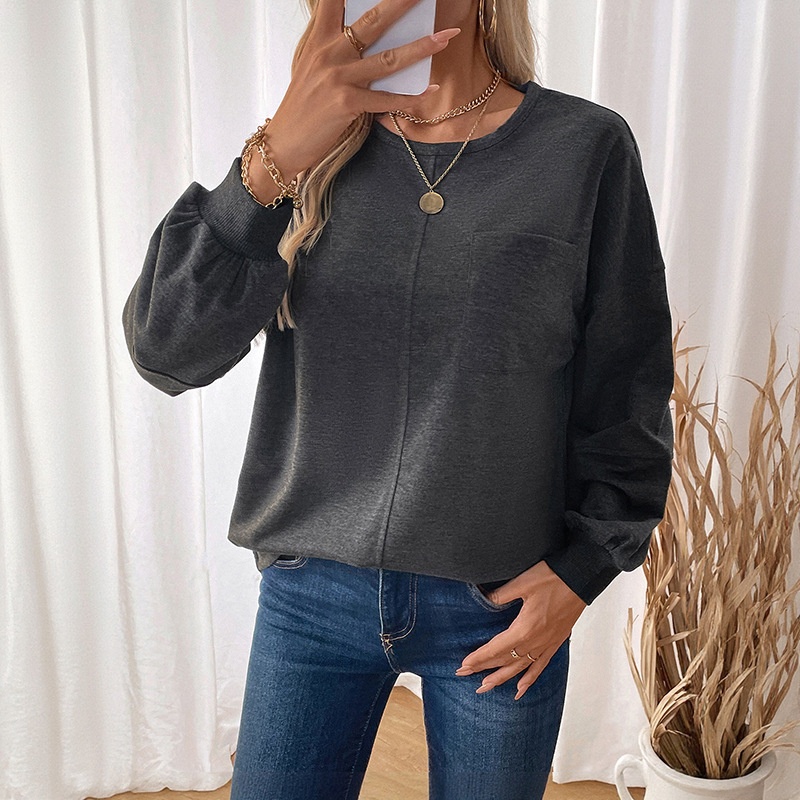 Women's Casual Long Sleeve Pocket Sweatshirt