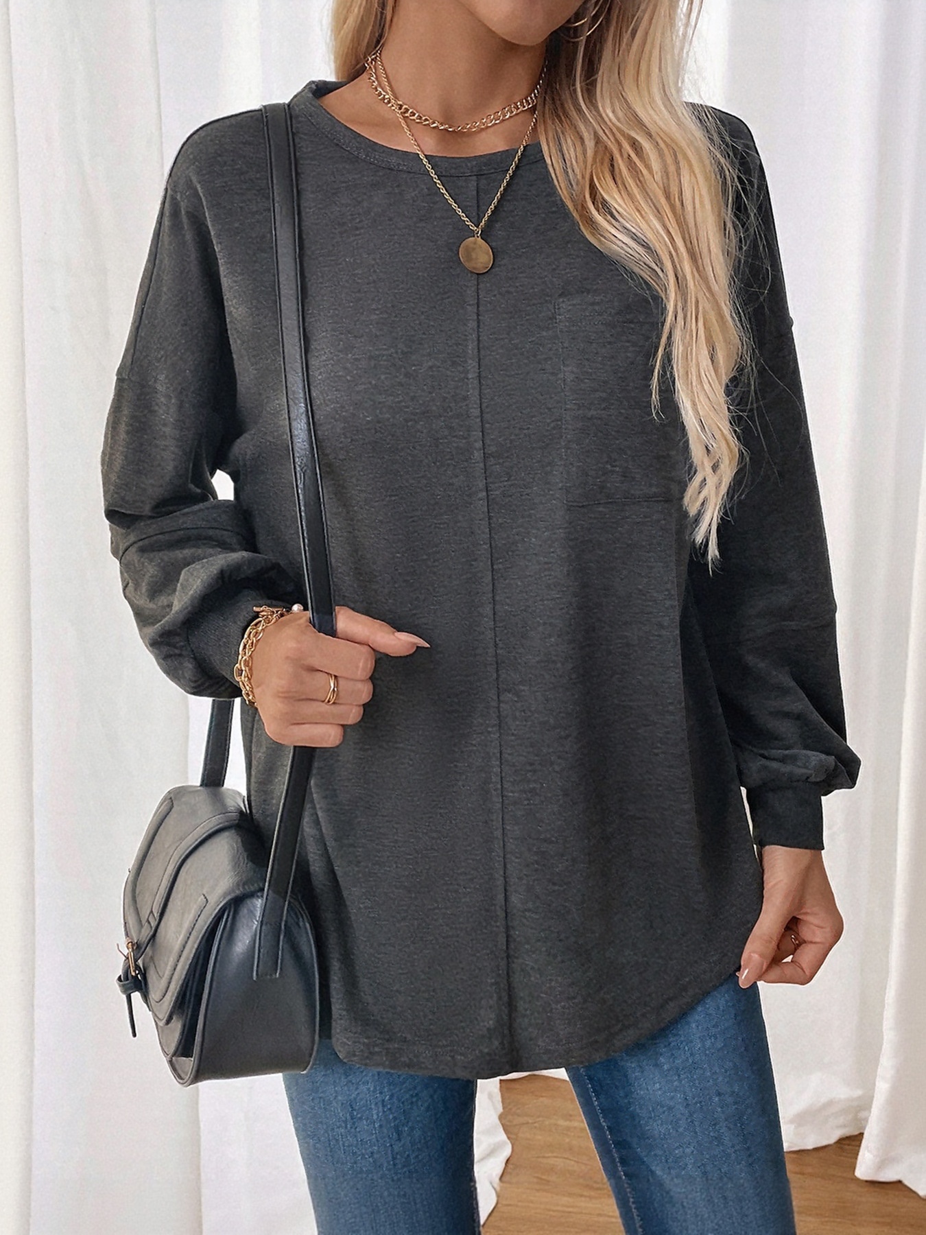 Women's Casual Long Sleeve Pocket Sweatshirt