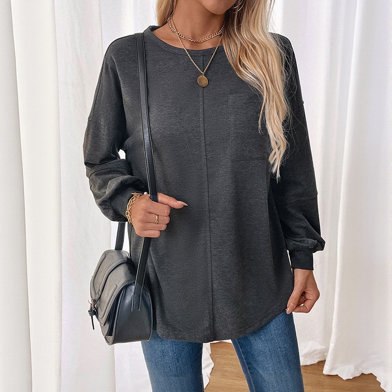 Women's Casual Long Sleeve Pocket Sweatshirt
