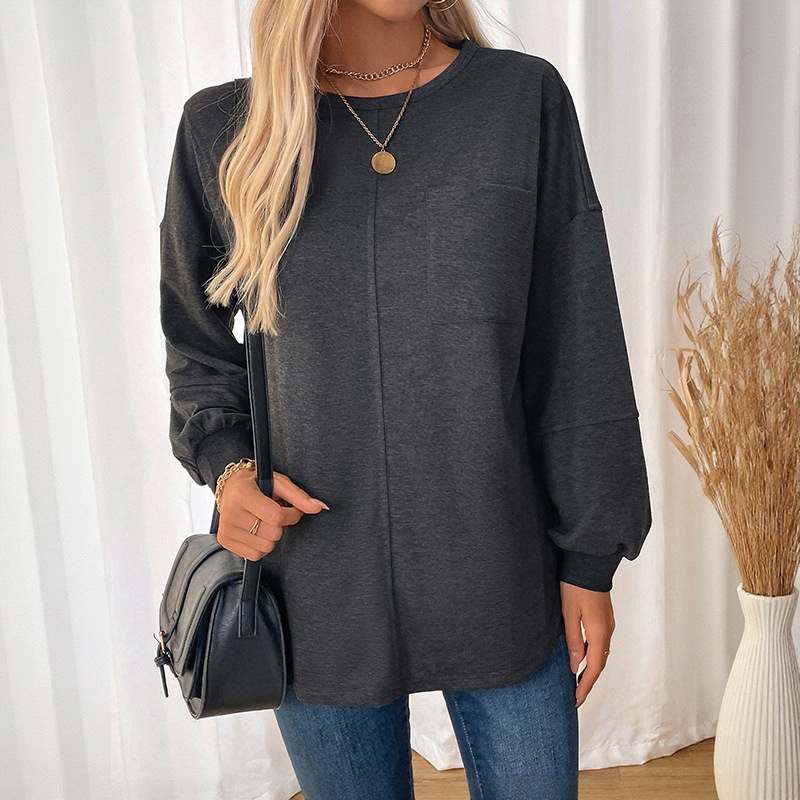 Women's Casual Long Sleeve Pocket Sweatshirt