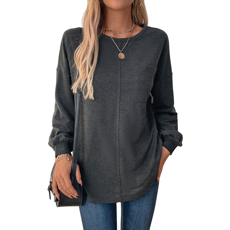 Women's Casual Long Sleeve Pocket Sweatshirt