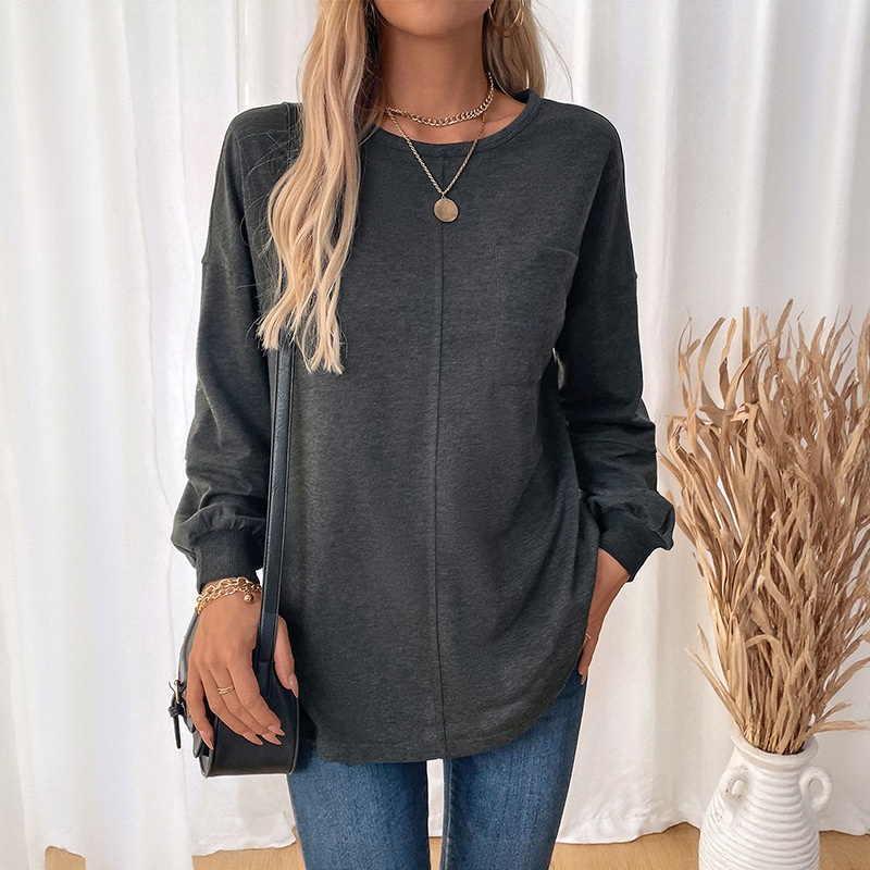 Women's Casual Long Sleeve Pocket Sweatshirt