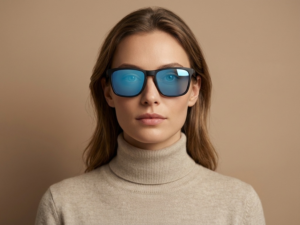 BS0205-0002_Black_Rectangular_TR90_Sunglasses-tryon_female