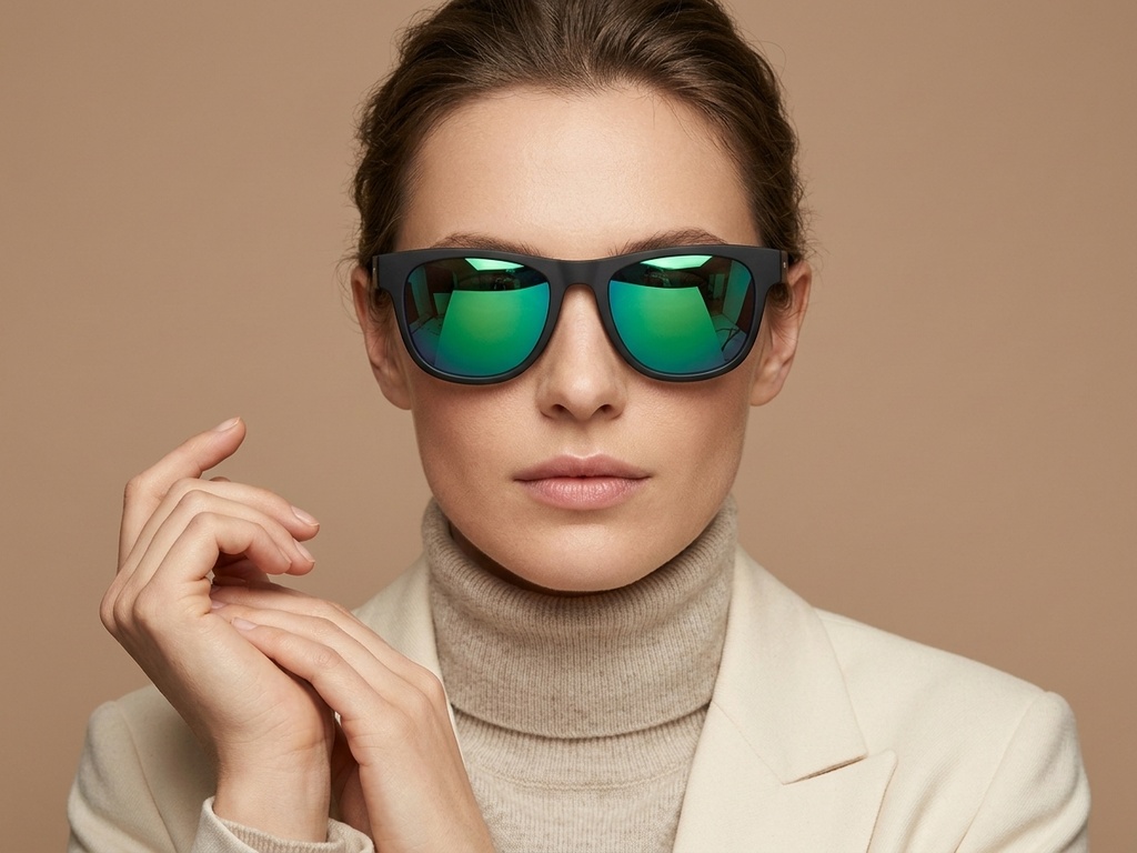BS0205-0015_Green_Rectangular_TR90_Sunglasses-tryon_female