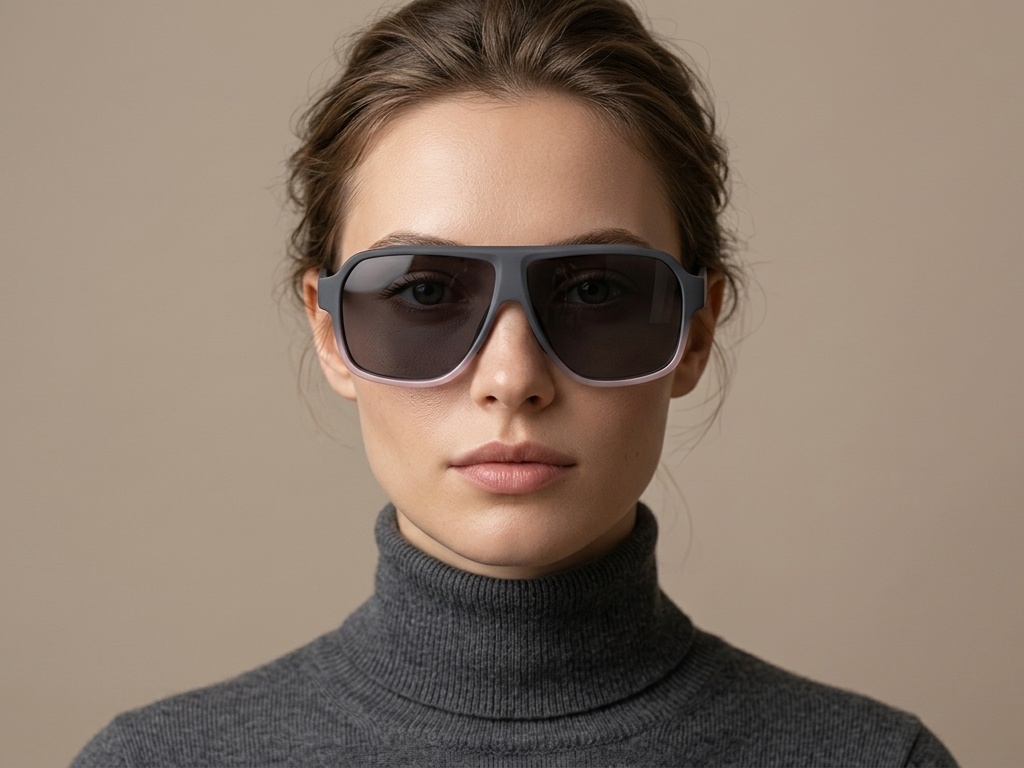 BS0205-0018_Grey_Aviator_TR90_Sunglasses-tryon_female