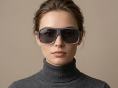 BS0205-0018_Grey_Aviator_TR90_Sunglasses-tryon_female