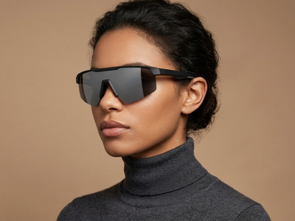 BS0205-0041_Black_Semi-rimless_TR90_Sunglasses-tryon_female