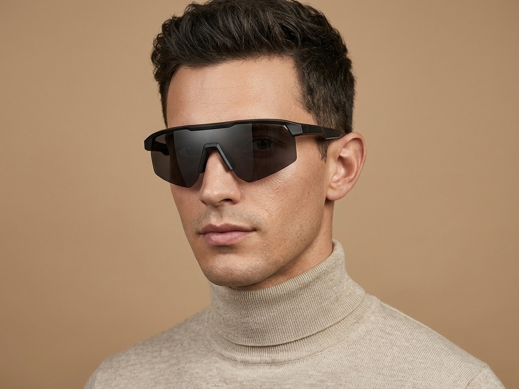 BS0205-0041_Black_Semi-rimless_TR90_Sunglasses-tryon_male