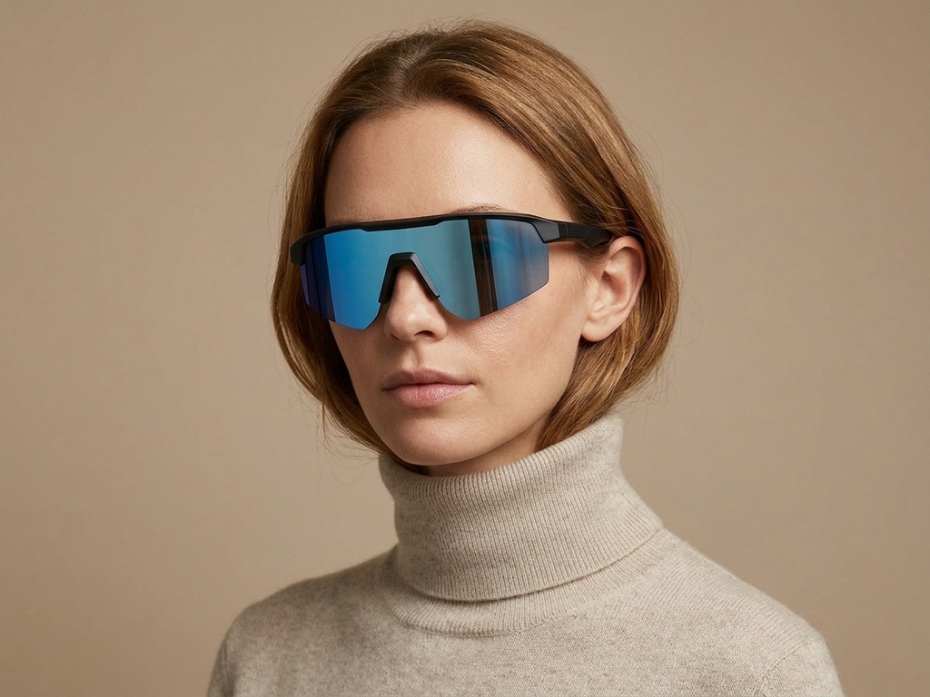 BS0205-0042_Black_Semi-rimless_TR90_Sunglasses-tryon_female