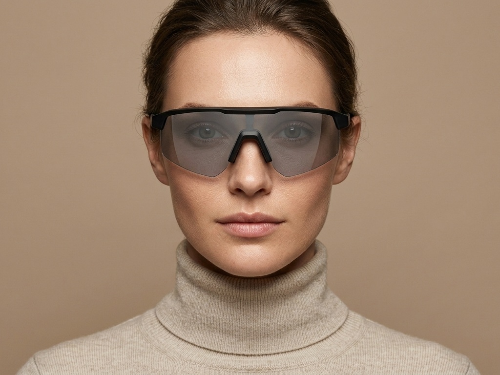 BS0205-0043_Black_Semi-rimless_TR90_Sunglasses-tryon_female