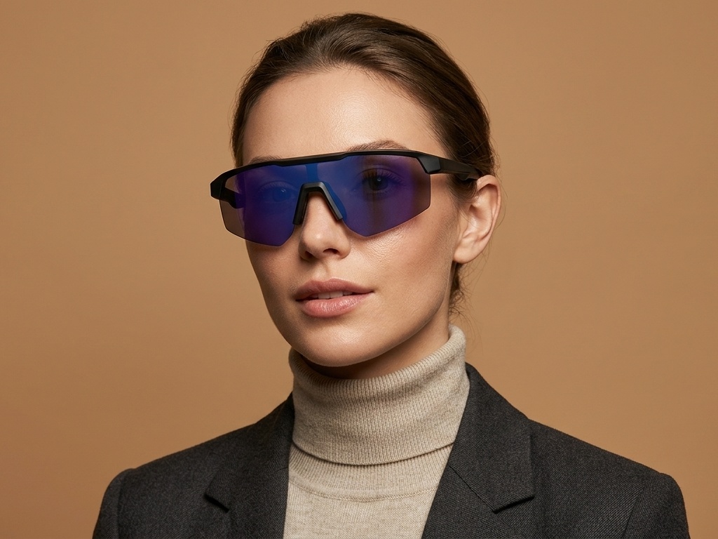 BS0205-0044_Black_Semi-rimless_TR90_Sunglasses-tryon_female