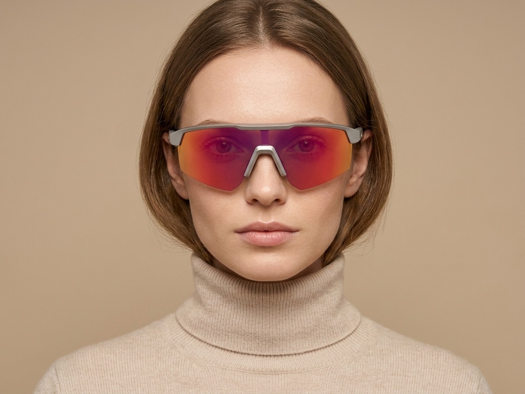 BS0205-0045_Grey_Semi-rimless_TR90_Sunglasses-tryon_female