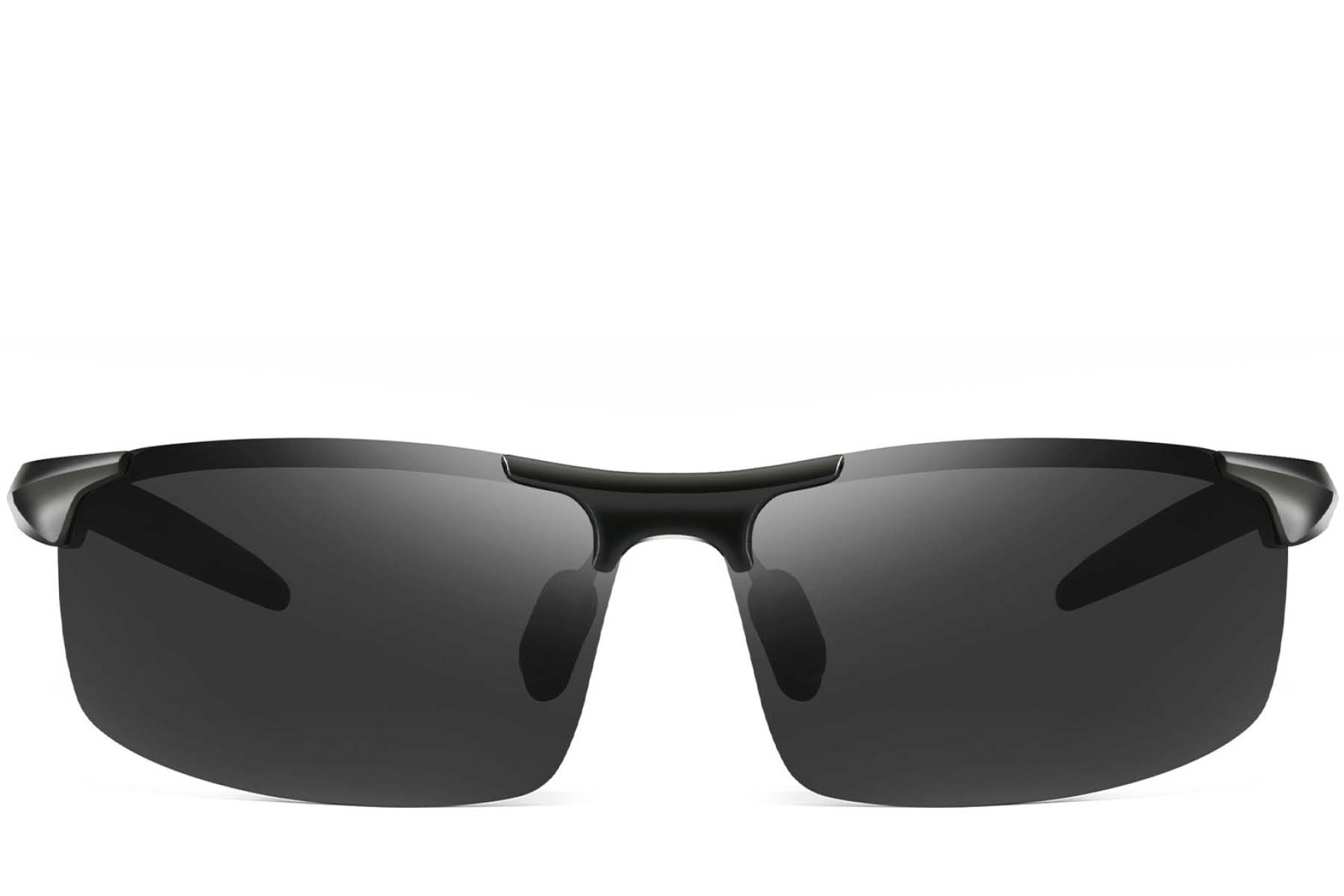 BS0205-0051_Black_Semi-rimless_Aluminium_Sunglasses_front