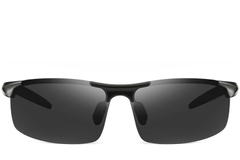 BS0205-0051_Black_Semi-rimless_Aluminium_Sunglasses_front