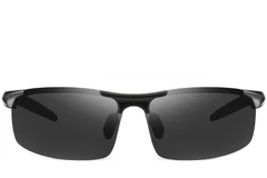 BS0205-0051_Black_Semi-rimless_Aluminium_Sunglasses_front