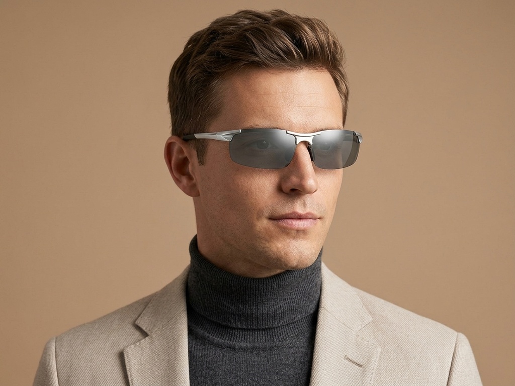 BS0205-0052_Silver_Semi-rimless_Aluminium_Sunglasses-tryon_male