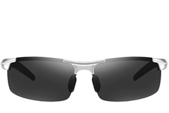 BS0205-0052_Silver_Semi-rimless_Aluminium_Sunglasses_front