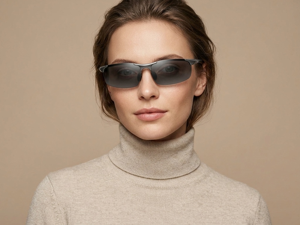 BS0205-0053_Grey_Semi-rimless_Aluminium_Sunglasses-tryon_female