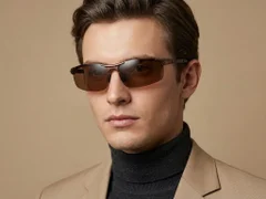BS0205-0054_Brown_Semi-rimless_Aluminium_Sunglasses-tryon_male